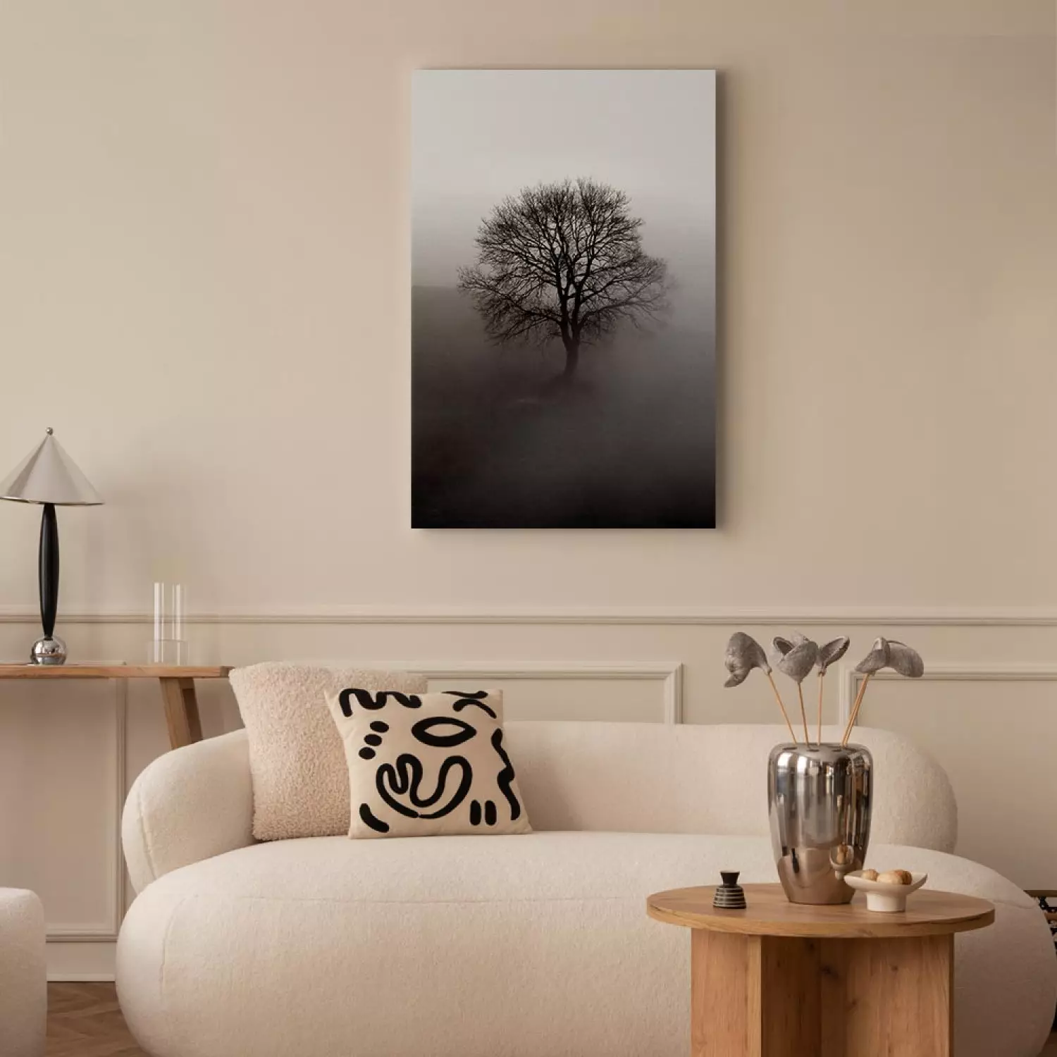 Canvas Dormant Power in the Tree Vertical - dark tree in the mist