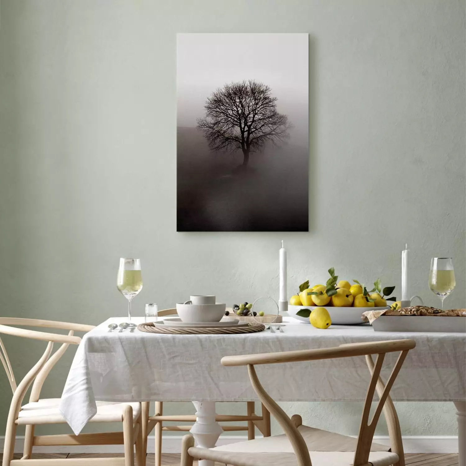 Canvas Dormant Power in the Tree Vertical - dark tree in the mist