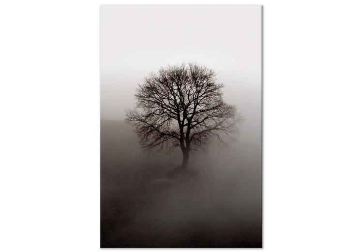 Canvas Dormant Power in the Tree (1-piece) Vertical - dark tree in the mist
