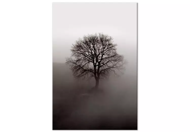 Canvas Dormant Power in the Tree (1-piece) Vertical - dark tree in the mist