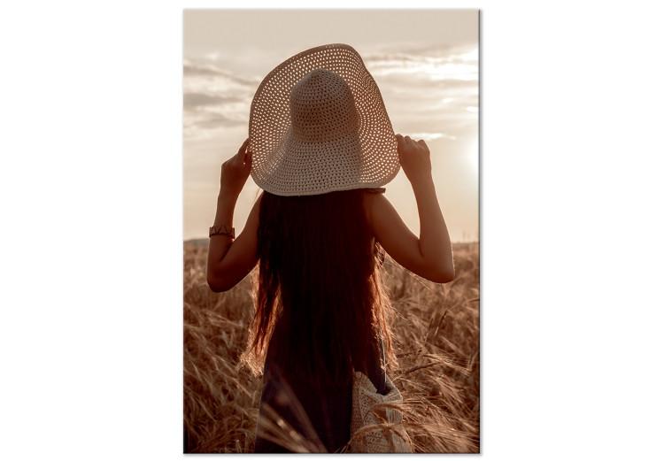 Canvas Late Harvest (1-piece) Vertical - woman at sunset