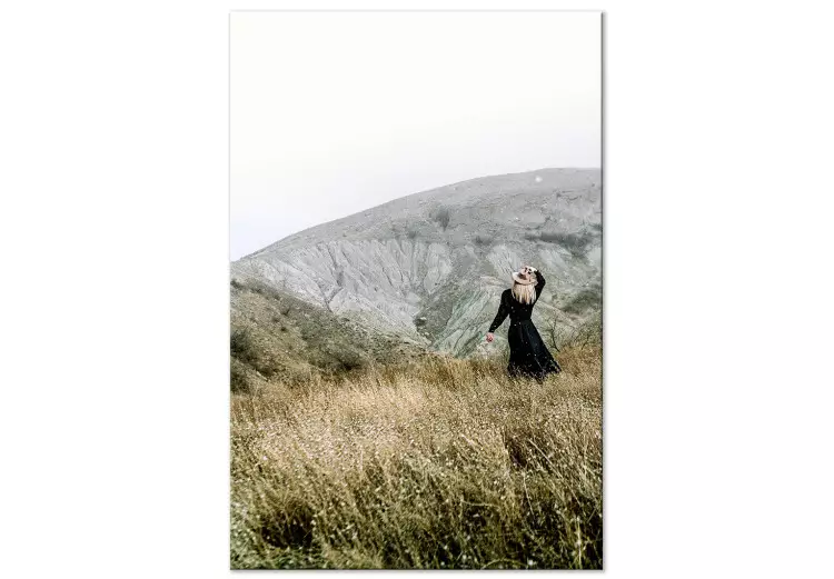 Canvas Lost in Nature (1-piece) Vertical - landscape of a woman against mountains