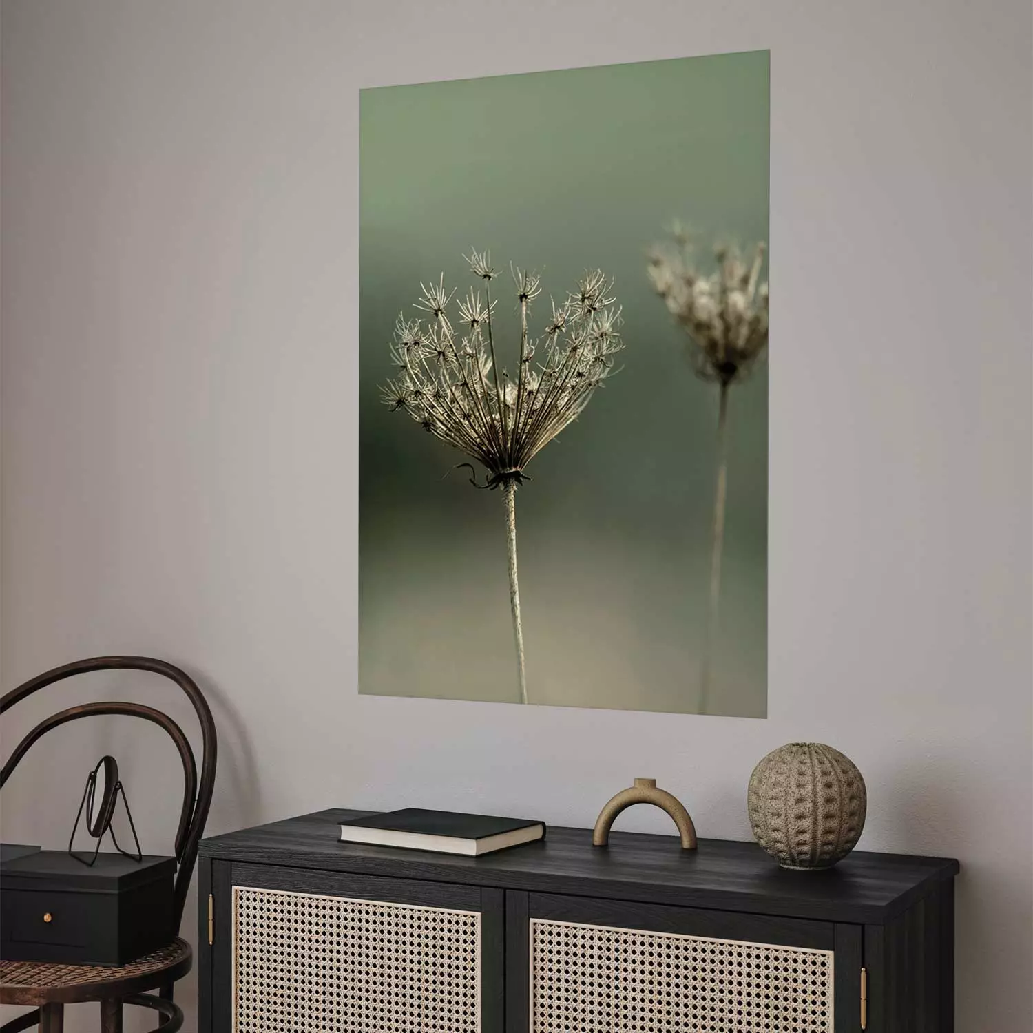 Wall Poster Longing for Summer Past - summer plant against a blurred green background