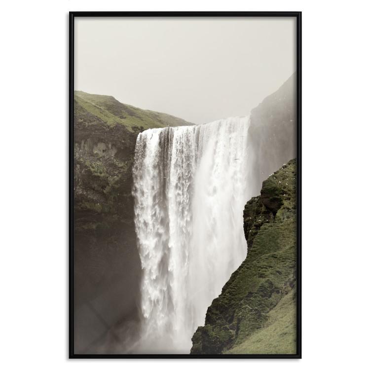 Poster Majesty of Nature - landscape of a waterfall amidst moss-covered rocks