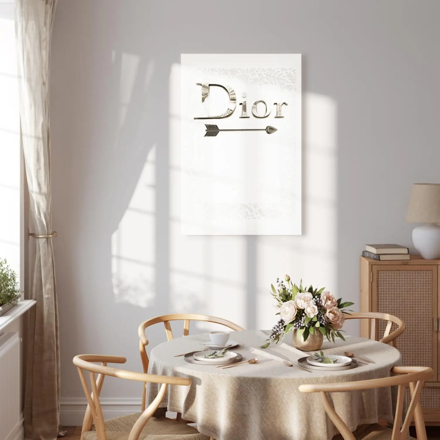 Canvas Painting Silver Dior Vertical - English text on white