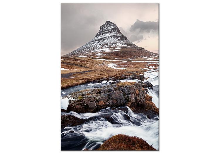 Canvas Kirkjufell (1-piece) Vertical - landscape of water and mountain scenery
