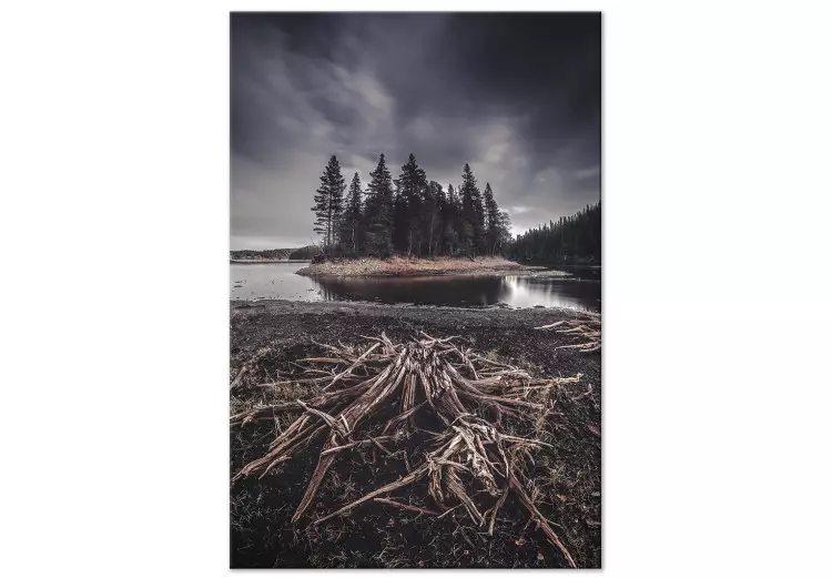 Canvas Forested Island (1-piece) Vertical - landscape of dark scenery