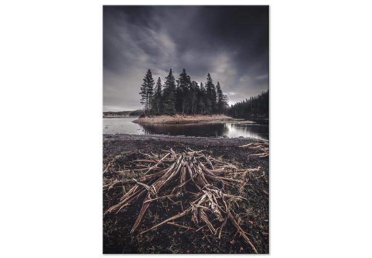 Canvas Forested Island (1-piece) Vertical - landscape of dark scenery