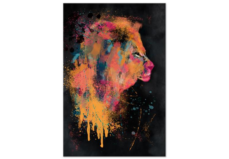 Canvas Lion's Moods (1-piece) Vertical - abstract colorful animal