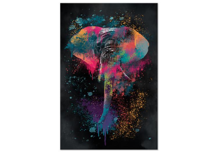 Canvas Colorful Safari (1-piece) Vertical - colorful elephant in watercolor motif