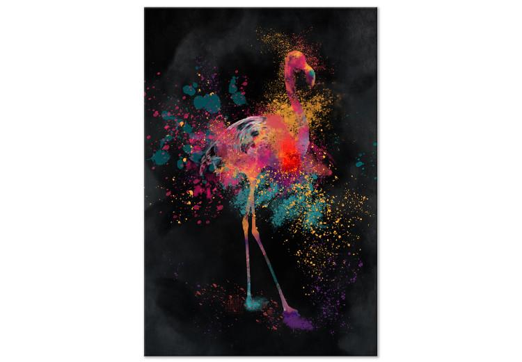 Canvas Flamingo Color (1-piece) Vertical - colorful abstract flamingo