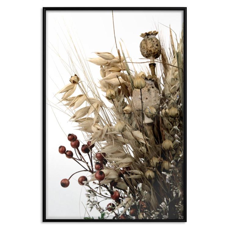 Poster Golden Notebook - autumn plants on a white background in a boho motif