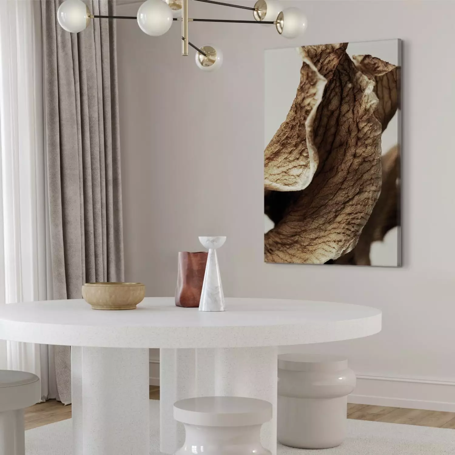 Canvas Print Wind Sculpture Vertical - leaf landscape in boho motif