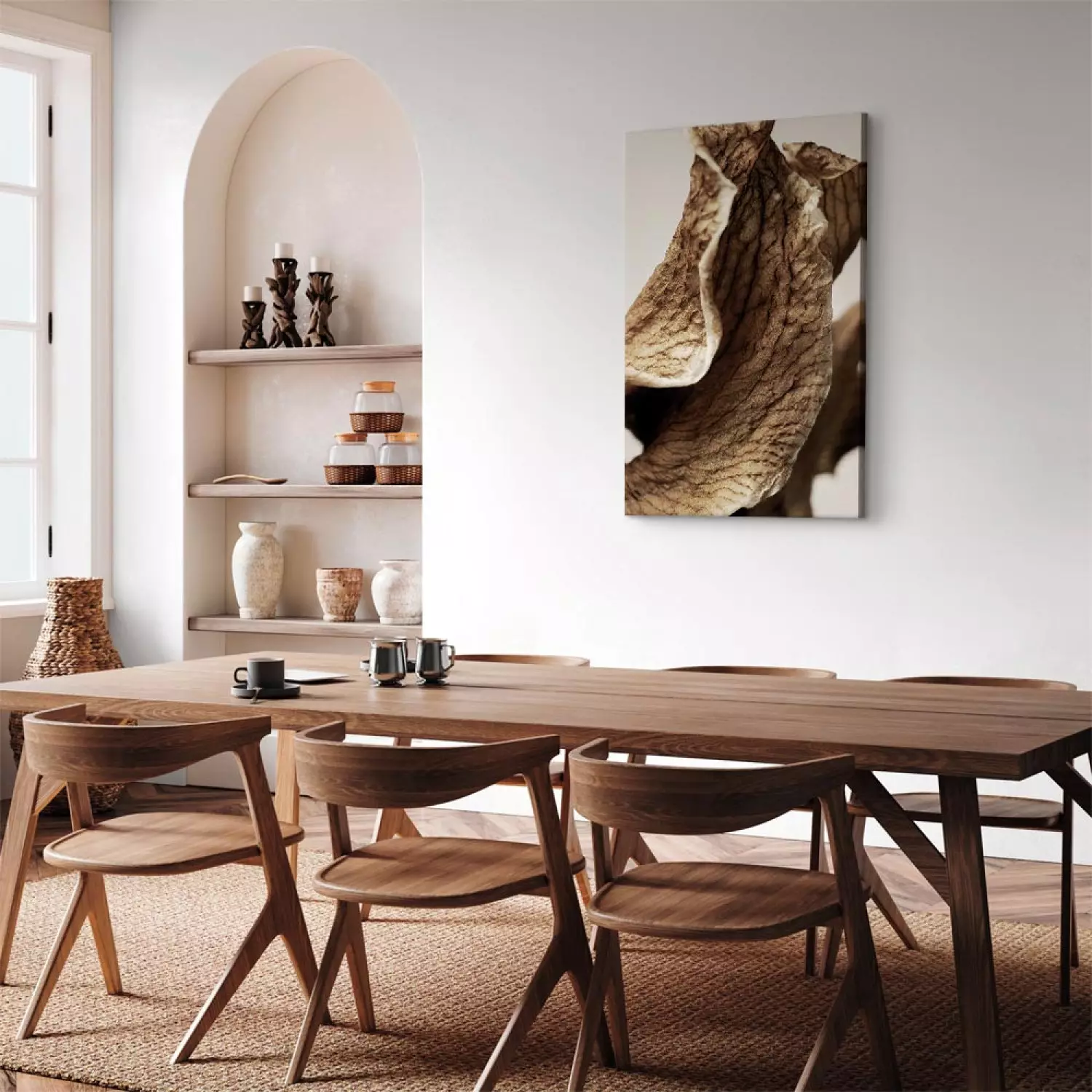 Canvas Print Wind Sculpture Vertical - leaf landscape in boho motif