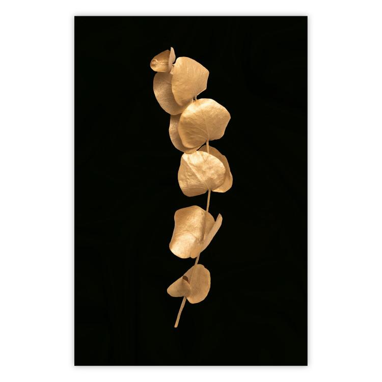 Poster Botanical Miracle - composition of golden leaves on a solid black background