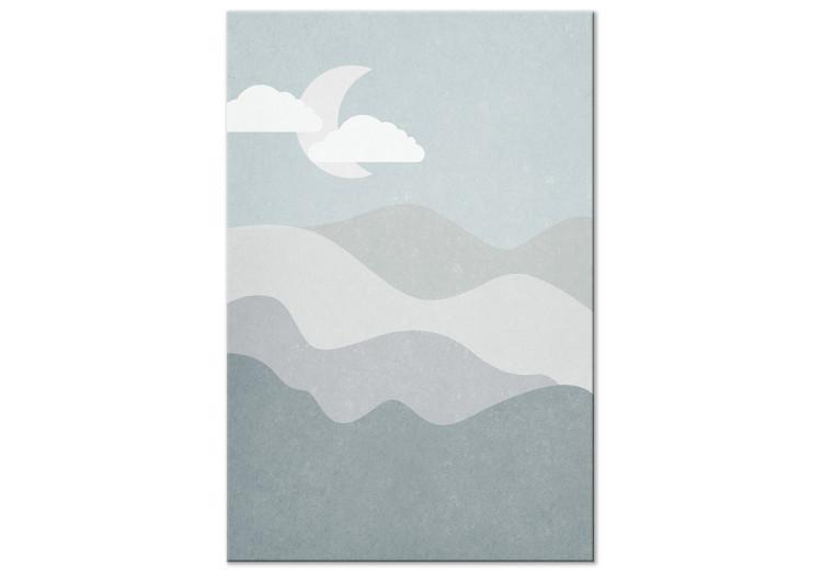 Canvas Delicate ribbons - Graphic mountain landscape with a moon sky in a minimalist style, perfect decoration for a child's room