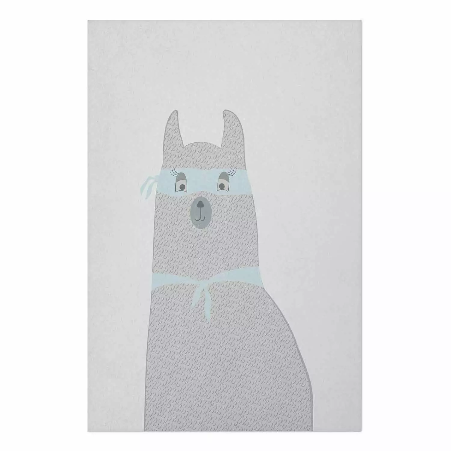 Poster Mysterious Llama - funny animal with ribbons on a solid gray background