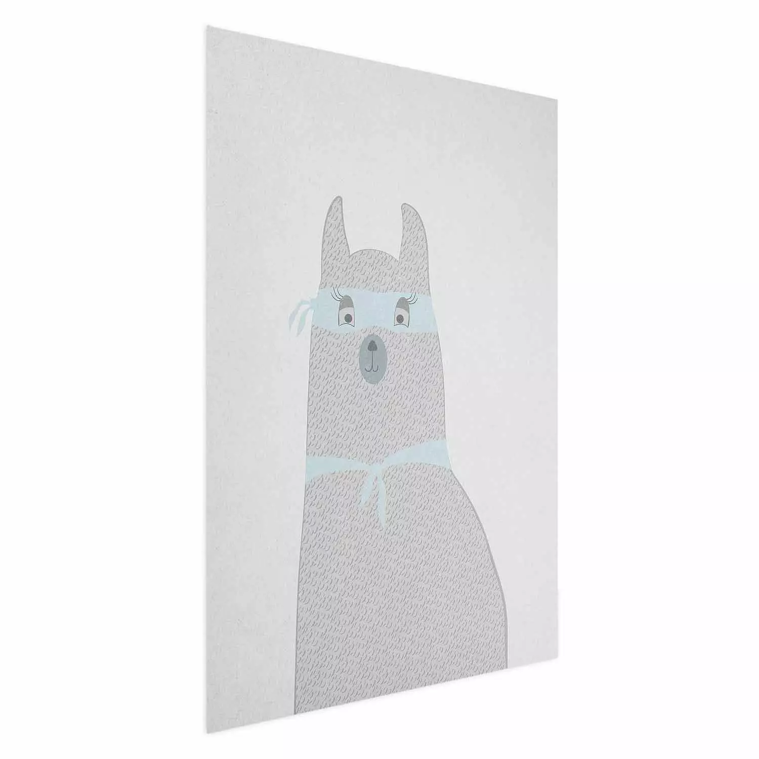 Poster Mysterious Llama - funny animal with ribbons on a solid gray background