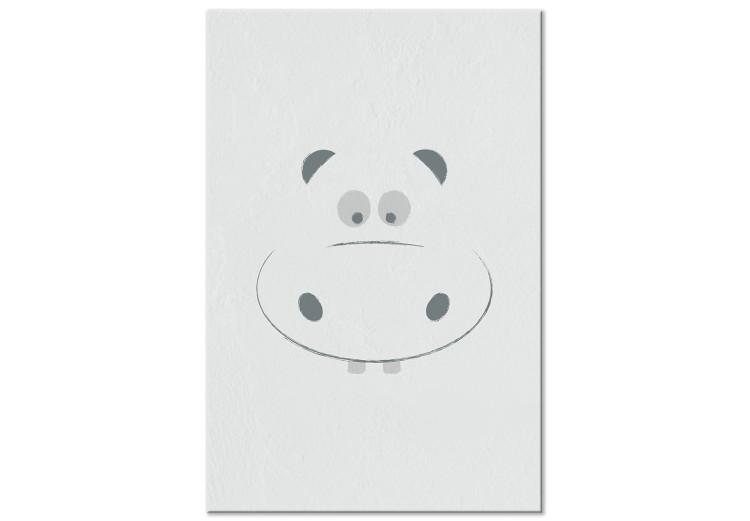 Canvas Joyful Hippo (1-piece) Vertical - animal on a pastel background