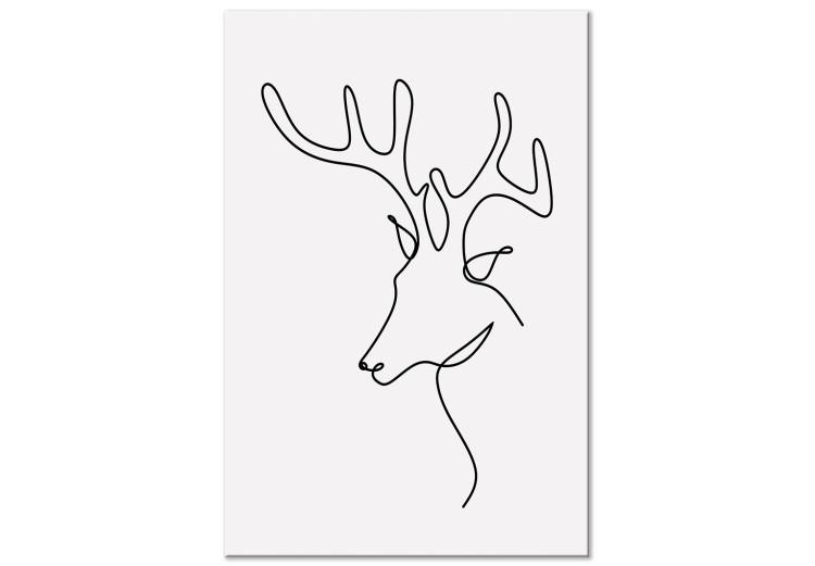 Canvas Deer profile - black and white line art abstraction