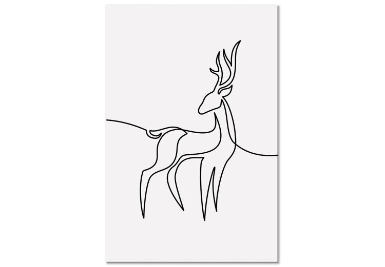 Canvas Deer figure - black and white abstraction in line art style