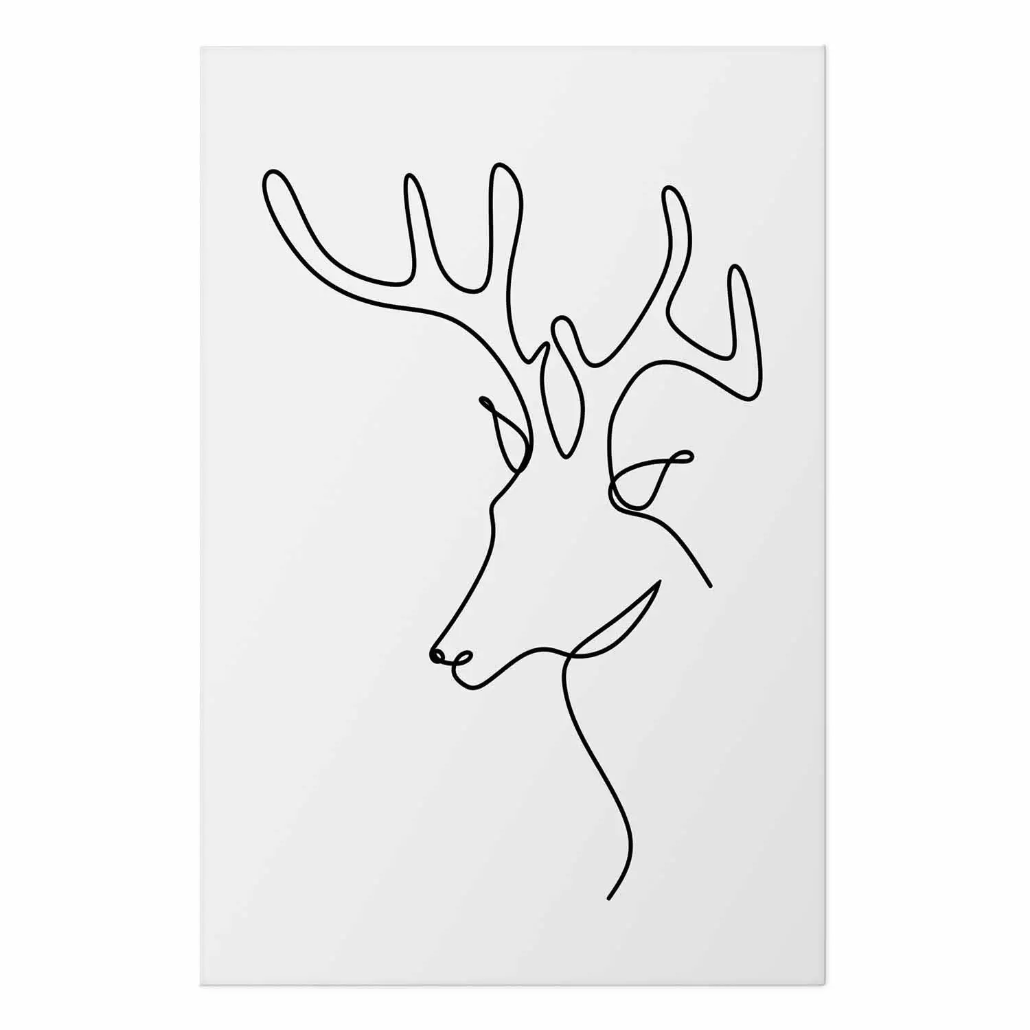 Poster Thoughtful Deer - black line art of a deer on a solid light background