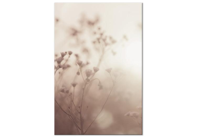 Canvas Meadow in the Morning (1-piece) Vertical - landscape of a meadow in sepia color