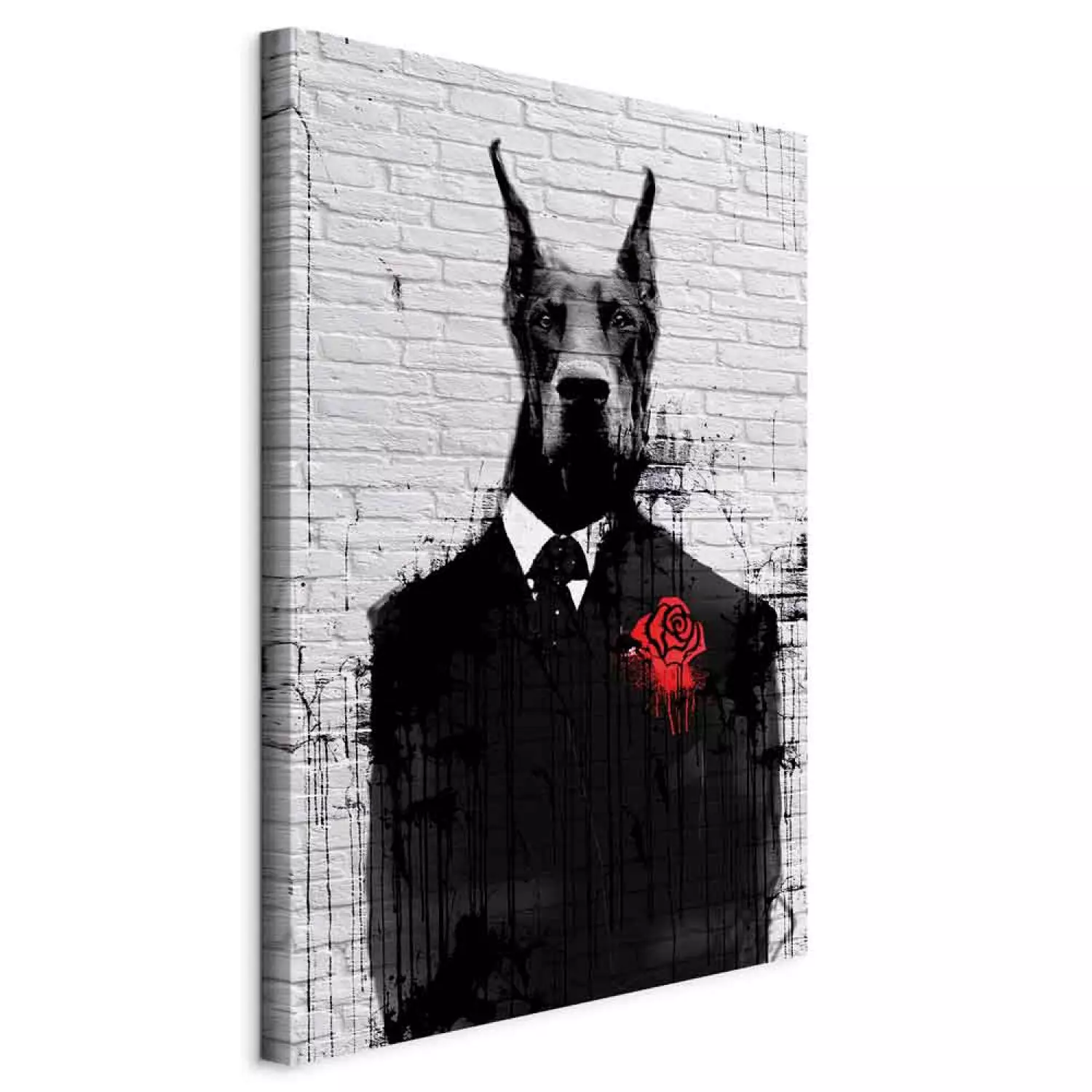 Canvas Art Print Doberman in a Suit Vertical - abstract animal