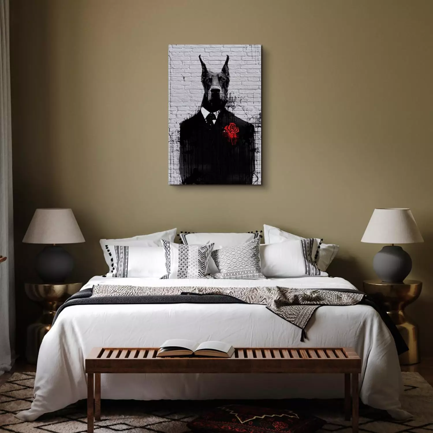 Canvas Art Print Doberman in a Suit Vertical - abstract animal
