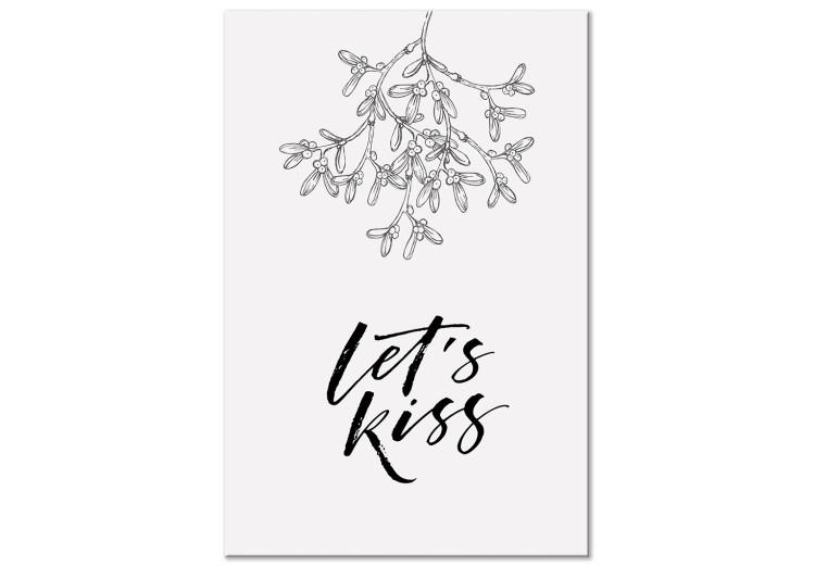 Canvas Let's Kiss (1-piece) Vertical - English inscription on a white background