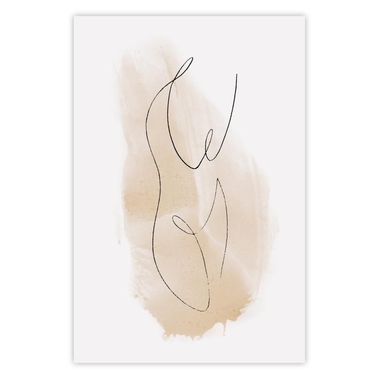 Poster Ariadne's Thread - abstract line art characters on a background with a brown spot