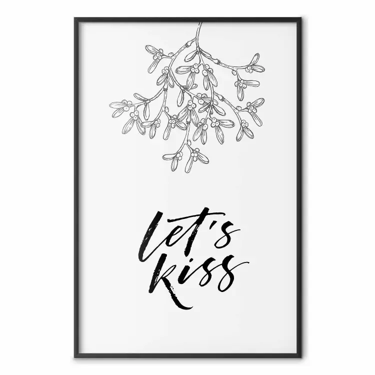 Let's Kiss - plant motif and black English text on a light background