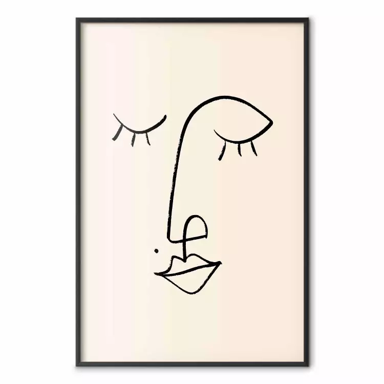 Playful Beauty Mark - line art of a face on a light abstract background