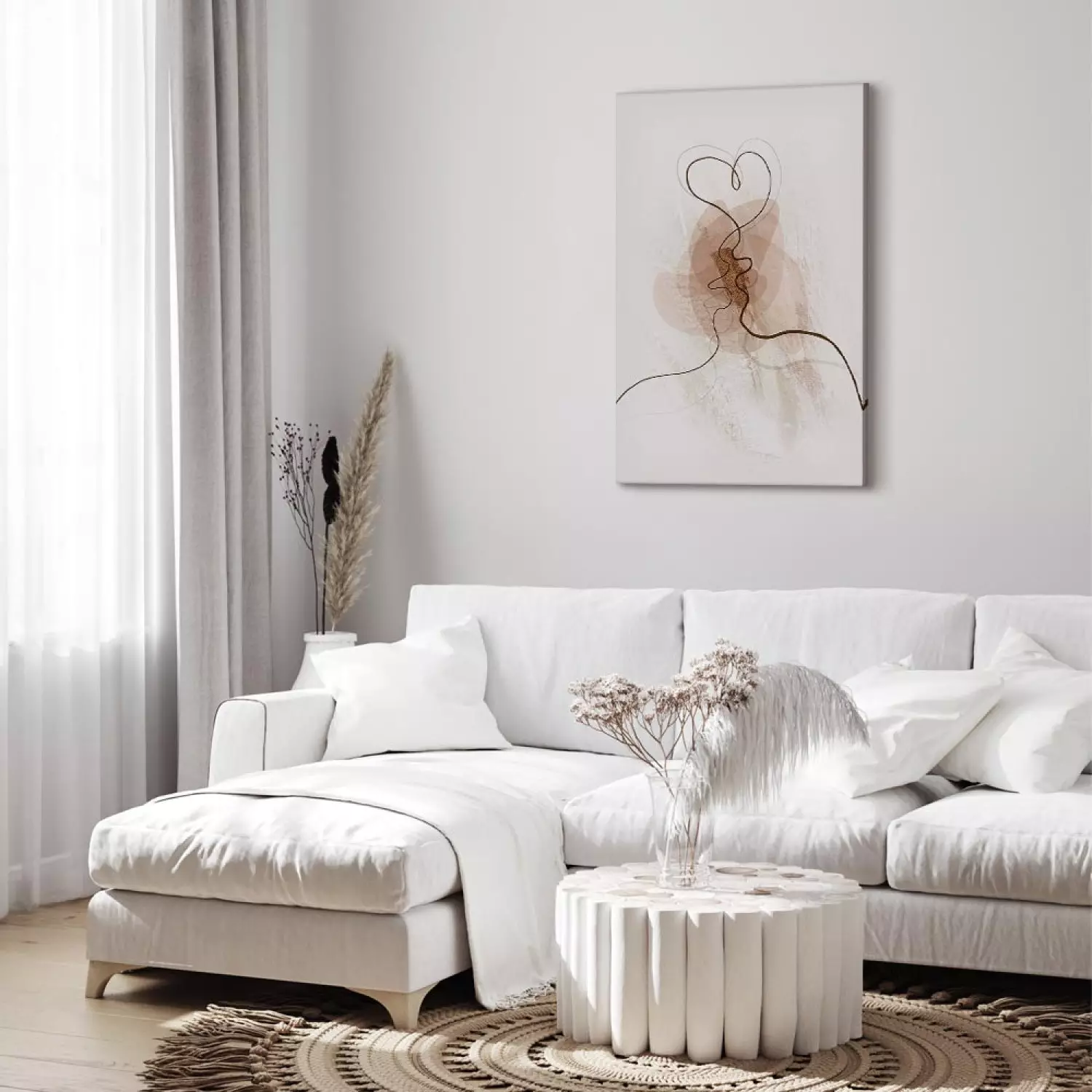 Canvas Art Print Shared Desire Vertical - line art with a boho vibe