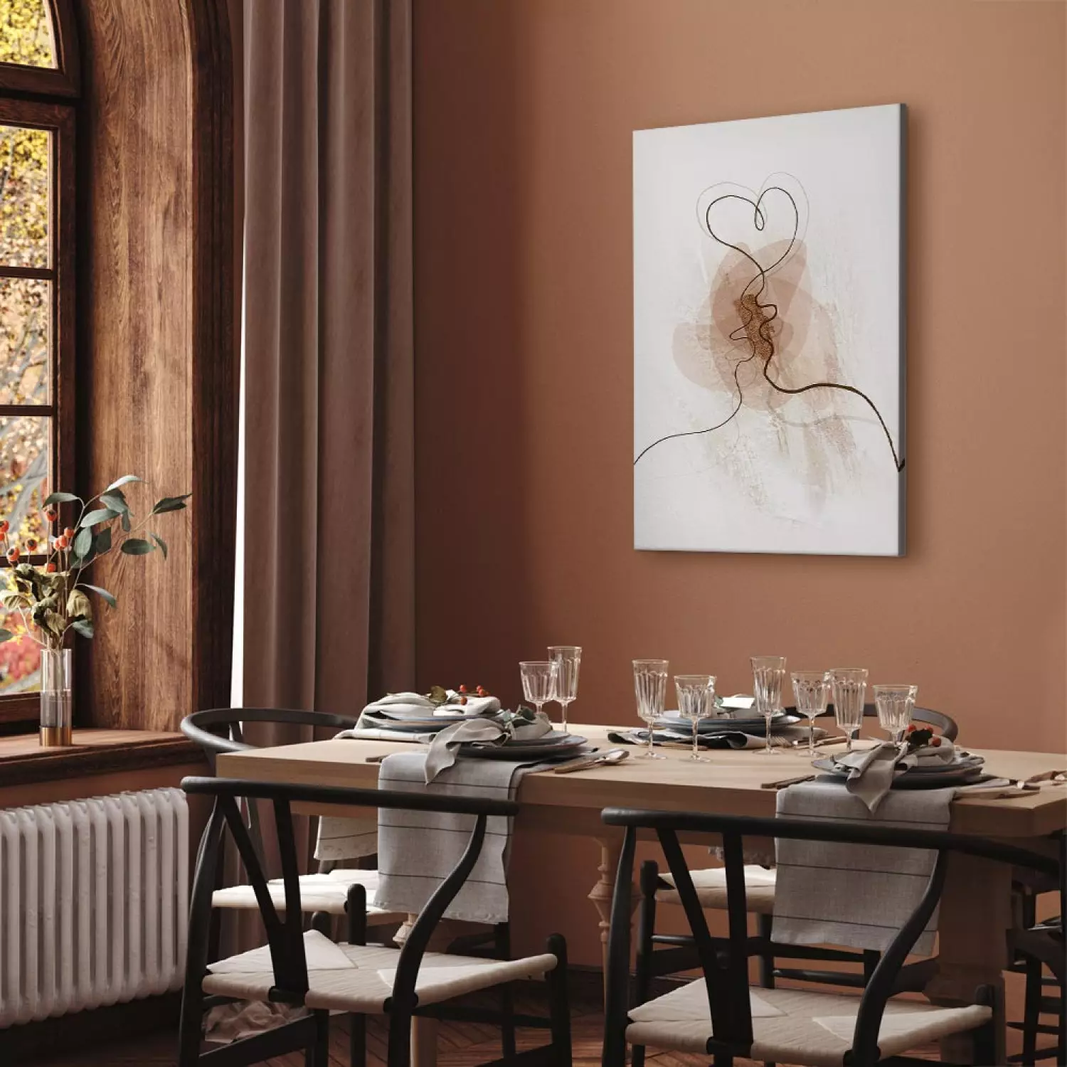 Canvas Art Print Shared Desire Vertical - line art with a boho vibe
