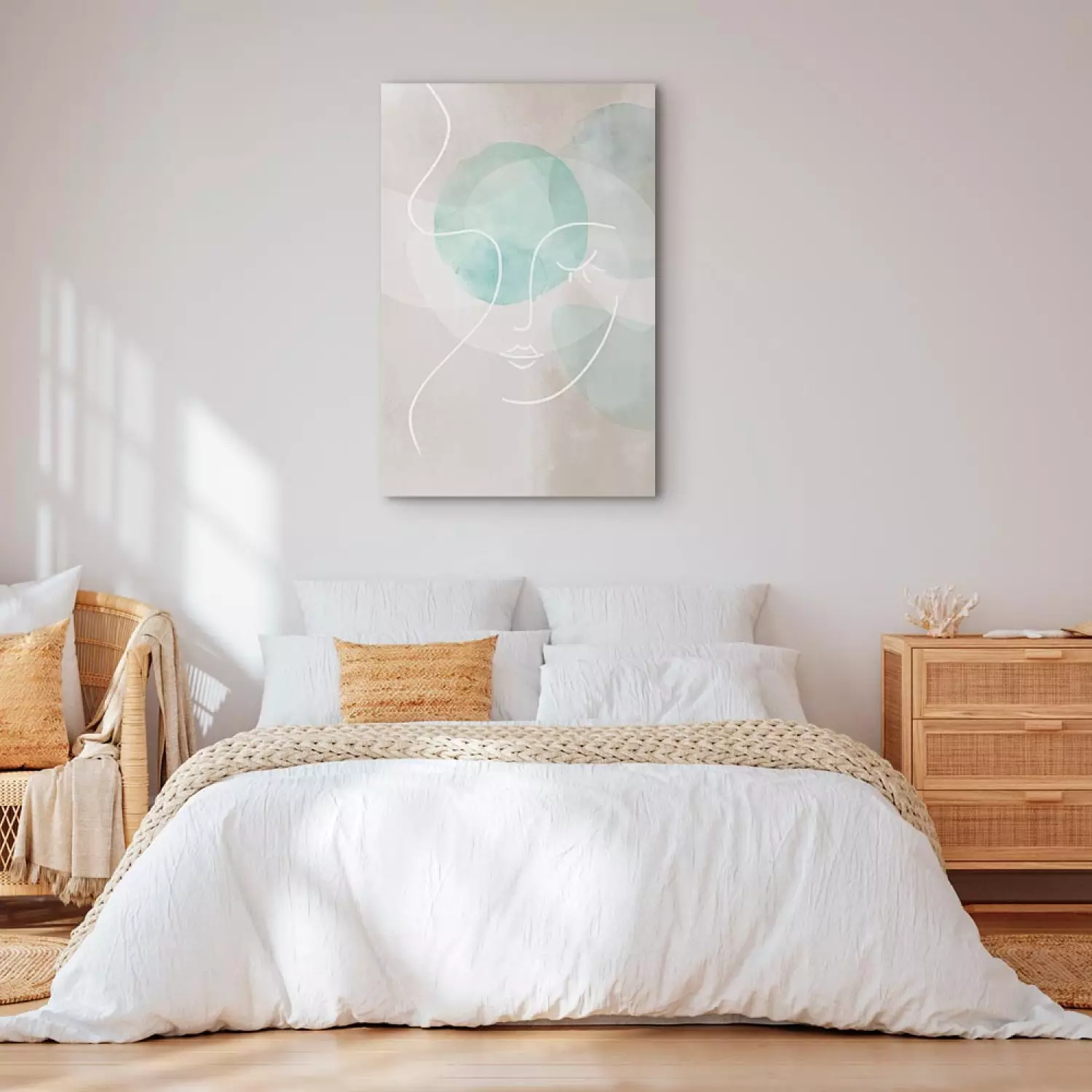 Canvas Flirtatious Wink Vertical - pastel woman line art
