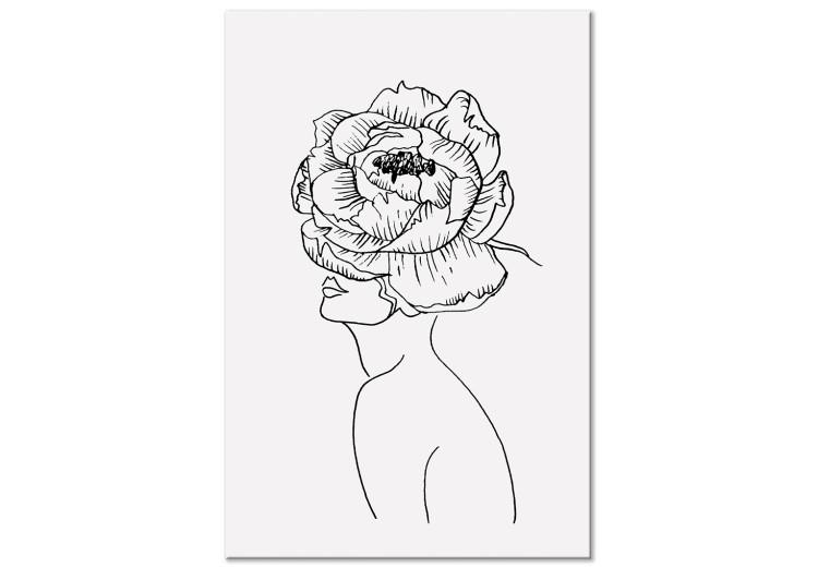Canvas Face of Youth (1-piece) Vertical - woman abstraction with flower
