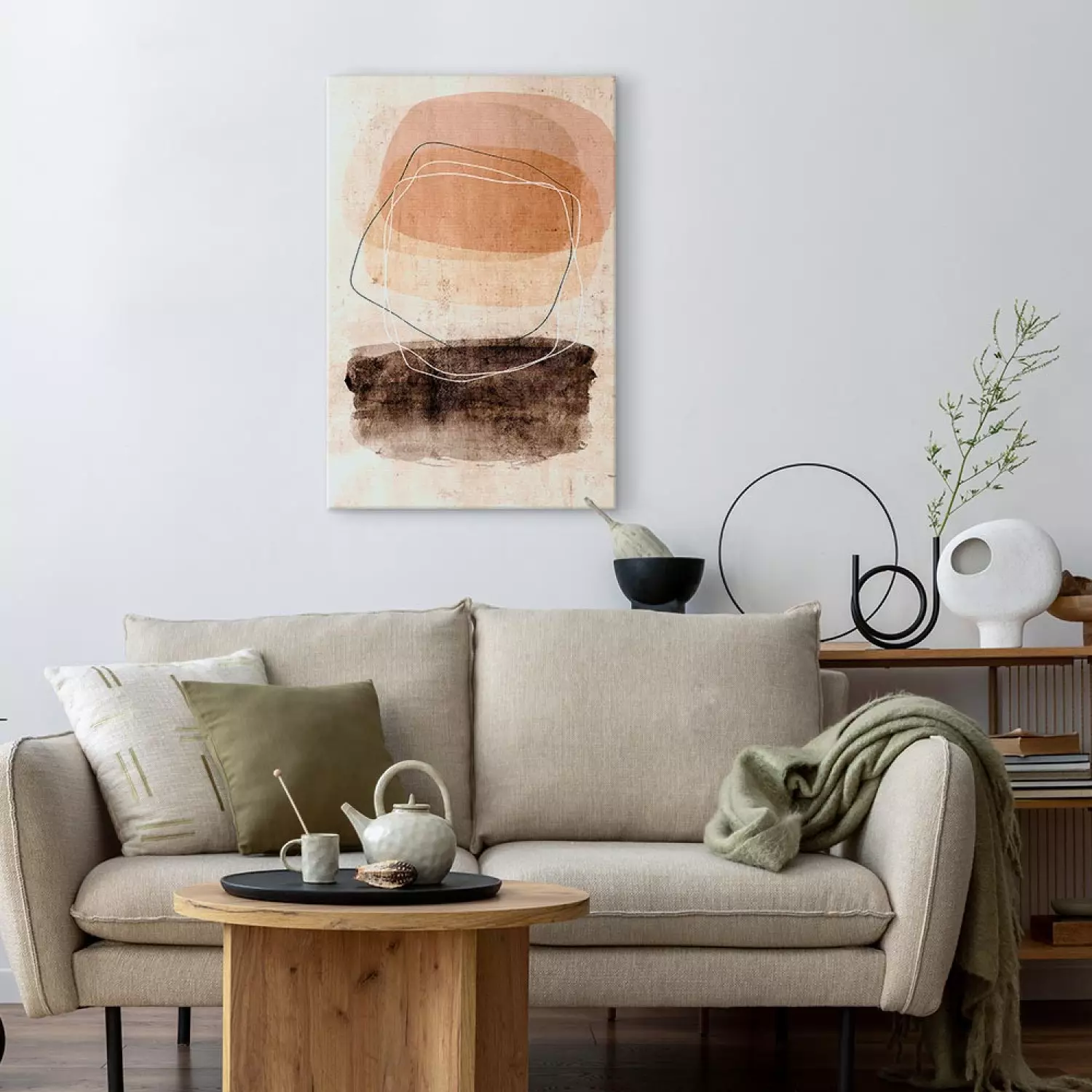 Canvas Art Print Rotational Motion Vertical - figure line art in a boho motif