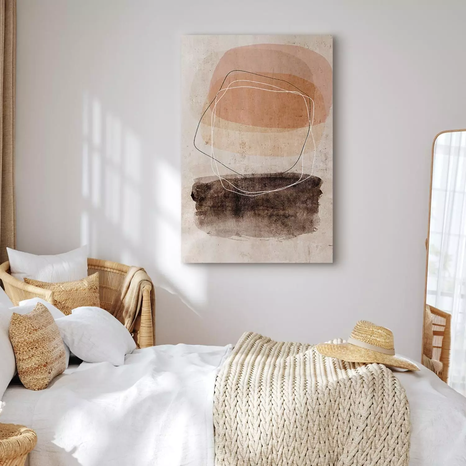 Canvas Art Print Rotational Motion Vertical - figure line art in a boho motif