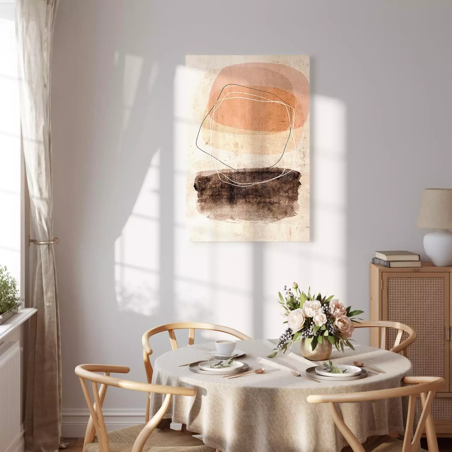 Canvas Art Print Rotational Motion Vertical - figure line art in a boho motif