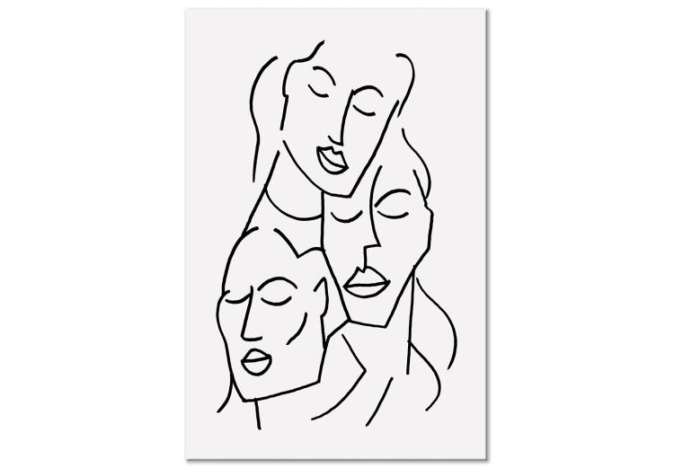 Canvas Three Faces (1-piece) Vertical - abstract linear of three faces