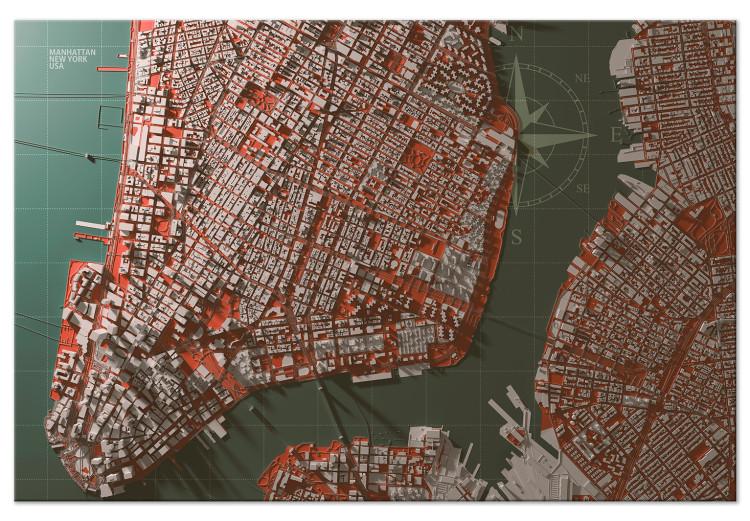 Canvas Let's Meet in Manhattan (1-piece) Wide - map of New York