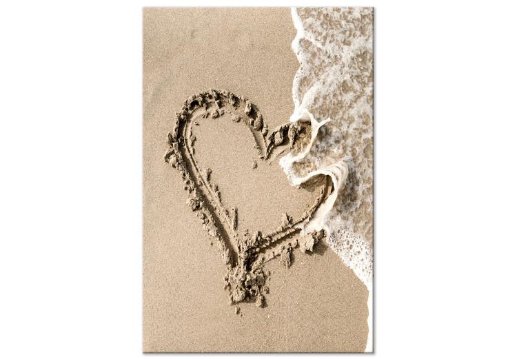 Canvas Wave of Love (1-piece) Vertical - heart-shaped landscape on the beach