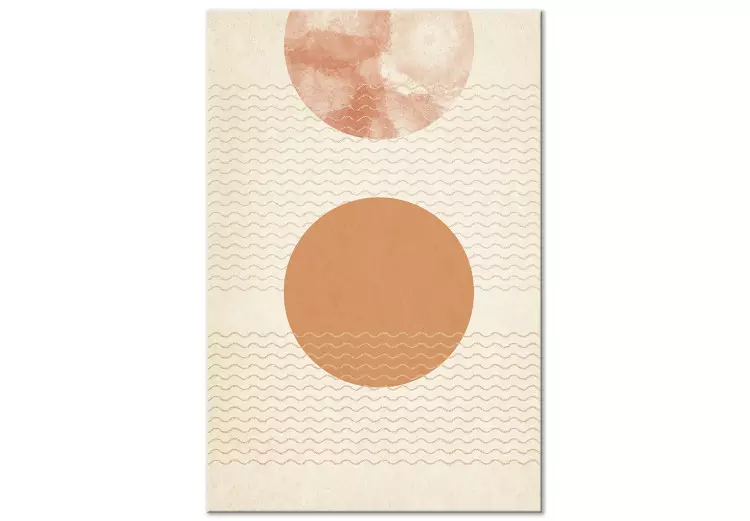 Canvas Orange sun - abstract geometric patterns, japandi style