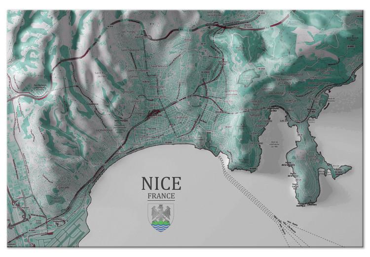 Canvas Map of Nice - map of French city with inscription and the coat of arms