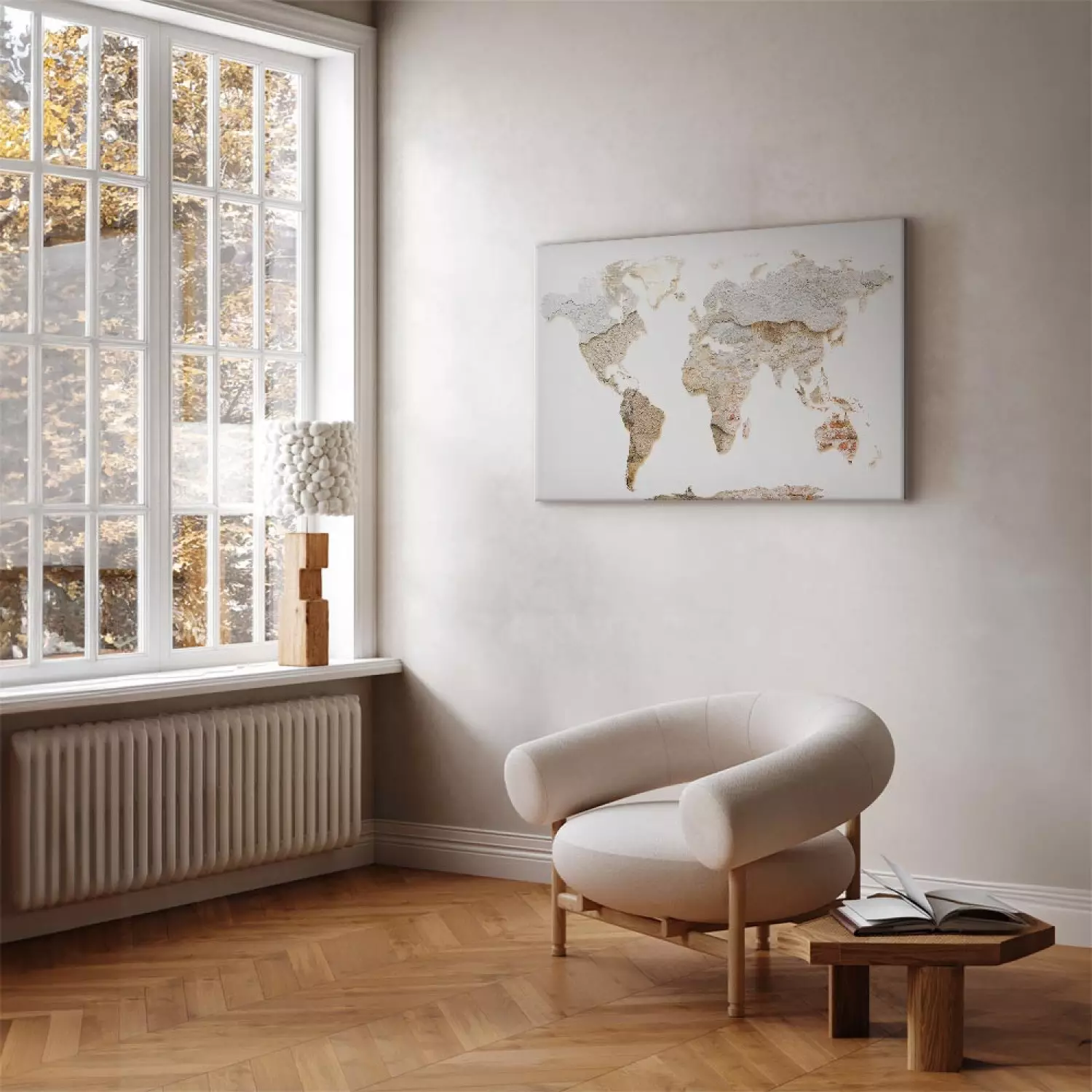 Canvas Print Raw World Vertical - world map in wall texture