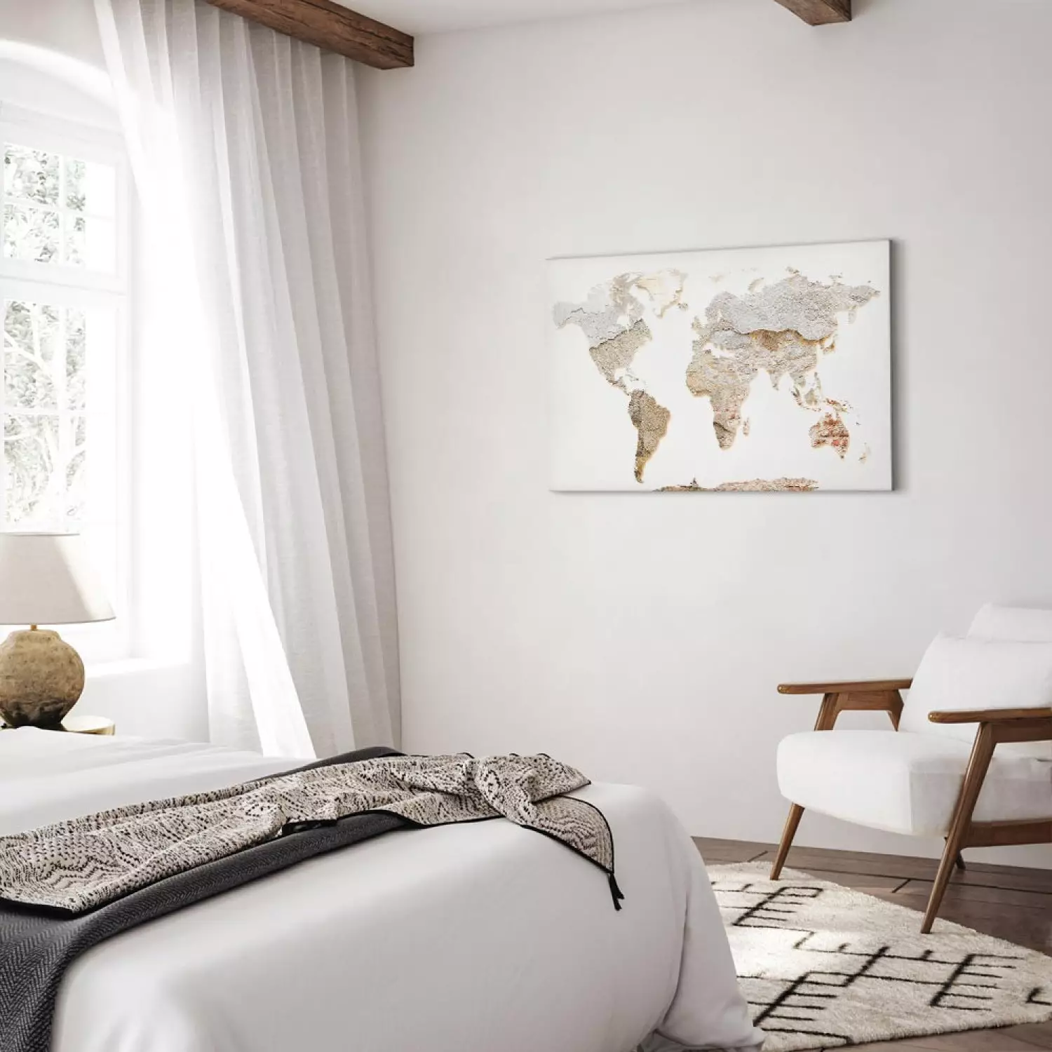 Canvas Print Raw World Vertical - world map in wall texture