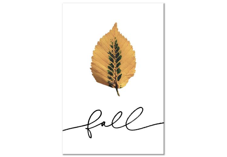 Canvas Falling leaf - minimalistic, autumn graphic with inscription