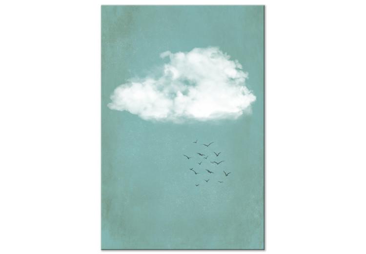 Canvas Clouds and birds - a pastel japandi style landscape of the sky