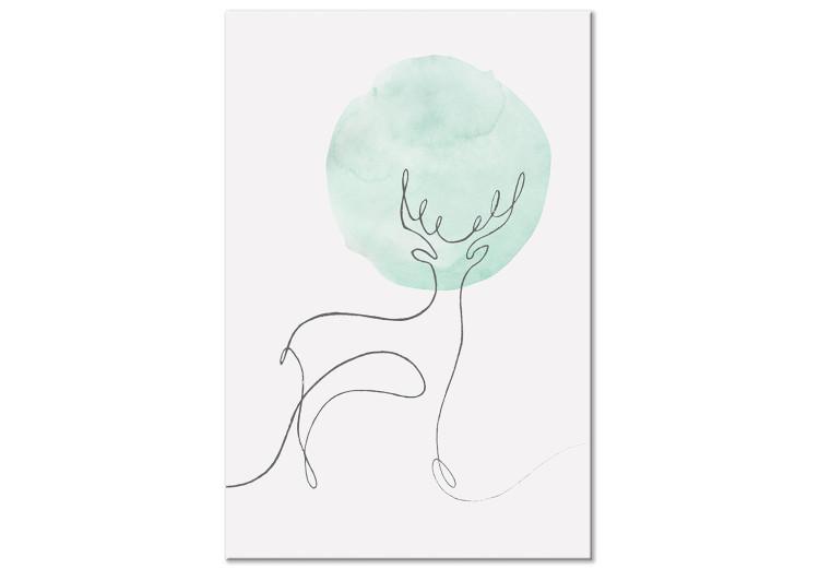 Canvas Moon Line (1-piece) Vertical - abstract lineart of a deer